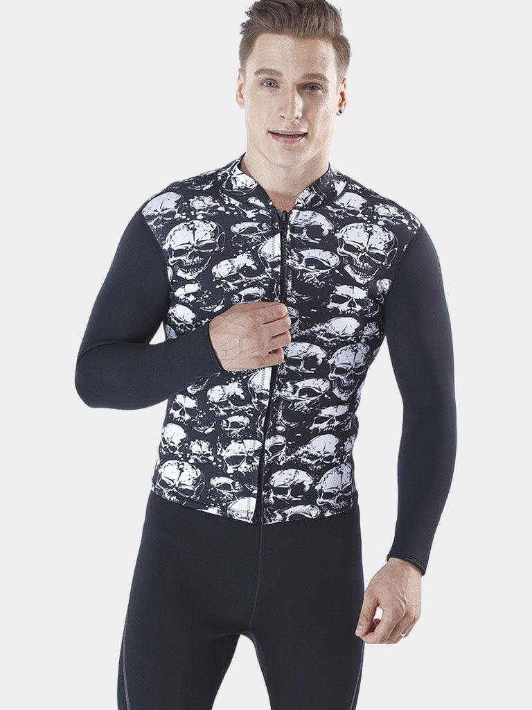 MYLEDI Men 3MM Wetsuit Jacket Skeleton Print Front