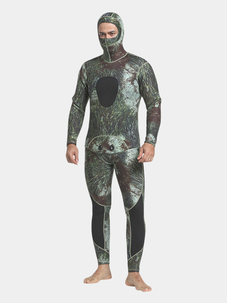 MYLEDI Men's 3mm Beavertail Hooded Camo Wetsuit