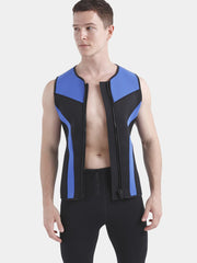 MYLEDI Men 3mm Wetsuit Vest Black Blue Front Zip