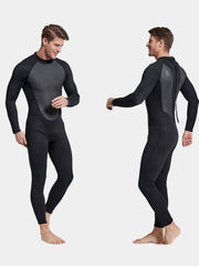 SBART Men's 3MM Long Sleeve Full Body Wetsuit, Black & Grey