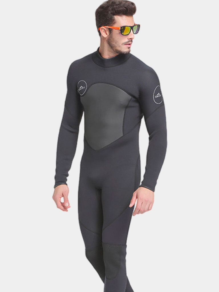 Men 3MM Winter Long Sleeve One Piece Diving Wetsuit Black