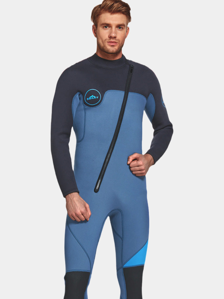 Men 3mm Neoprene Long Sleeve Wetsuit Blue