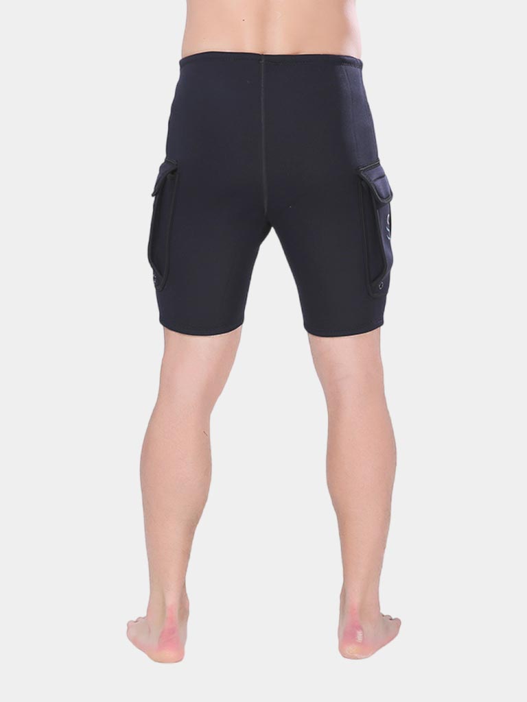 Men Surfing Wetsuit Shorts with Pockets Black