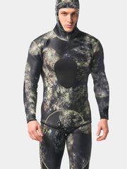 MYLEDI 3MM Mens Two Piece Camo Hooded Wetsuit