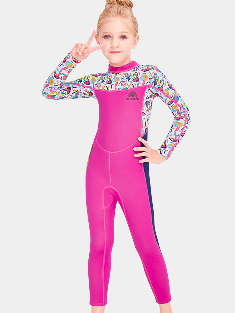 One Piece Long Sleeve Girls Wetsuits Rose