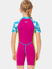 One Piece Thermal Girls Short Wetsuit Back