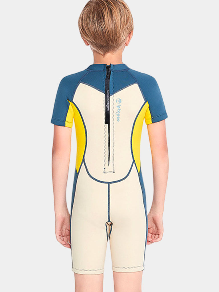 SABOLAY Boys Back Zip Short Sleeve Full Wetsuit Back