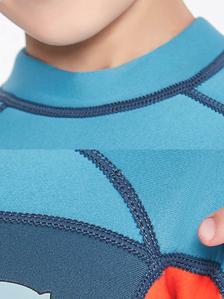 SABOLAY Boys Back Zip Short Sleeve Full Wetsuit Detail