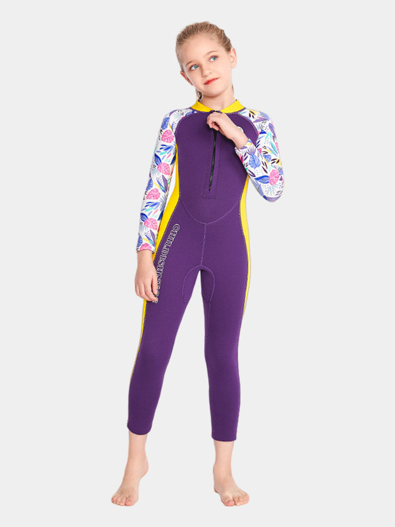 SABOLAY Girls 2MM Front Zip Full Wetsuit Purple