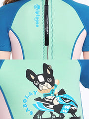 SABOLAY Girls 2MM One Piece Short Sleeve Wetsuit Cartoon