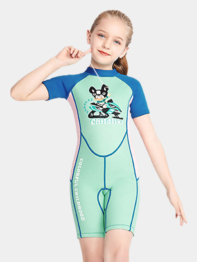 SABOLAY Girls One Piece Neoprene Thermal Wetsuit Green