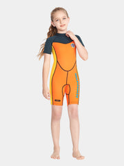 SABOLAY Girls Shorty Colorful Wetsuit Full Body Orange