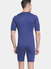 SBART 2MM Blue Short Sleeve Full Wetsuit Men Back