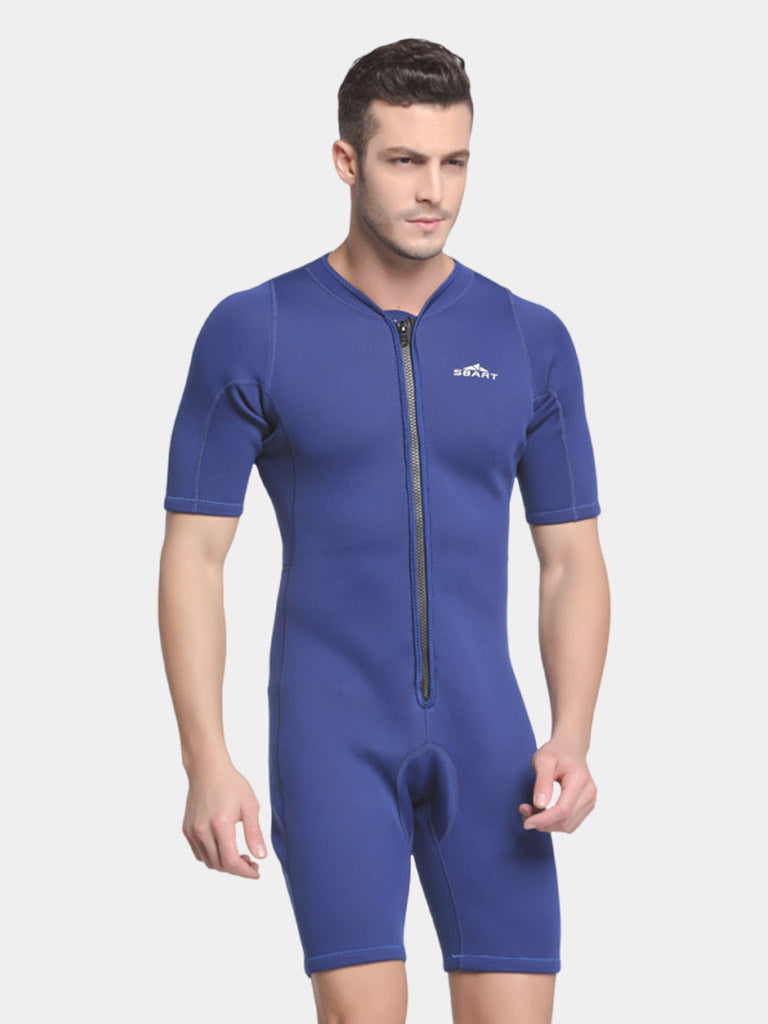 SBART 2MM Blue Short Sleeve Full Wetsuit Men