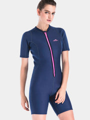 SBART 2MM Blue Short Sleeve Full Wetsuit Women