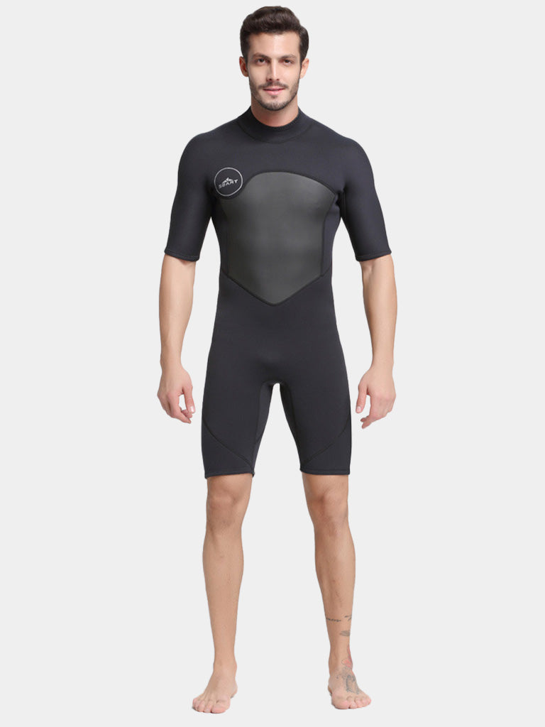 SBART Men's 2mm Plus Size One Piece Shorty Wetsuit