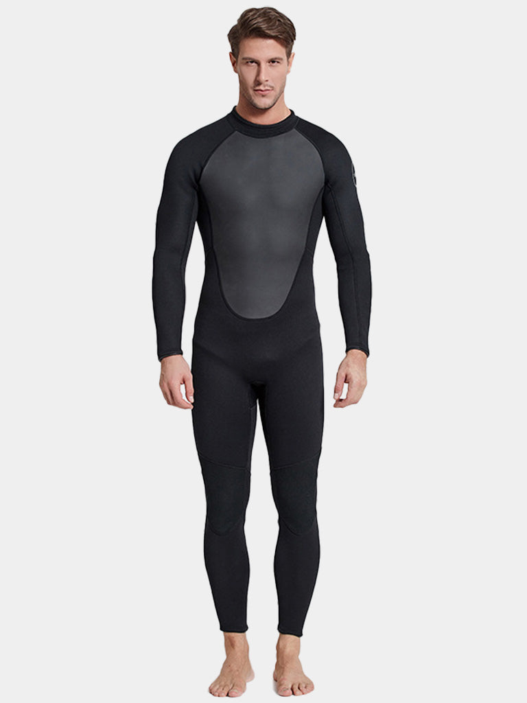 SBART Men's 3MM Long Sleeve Full Body Wetsuit, Black & Grey