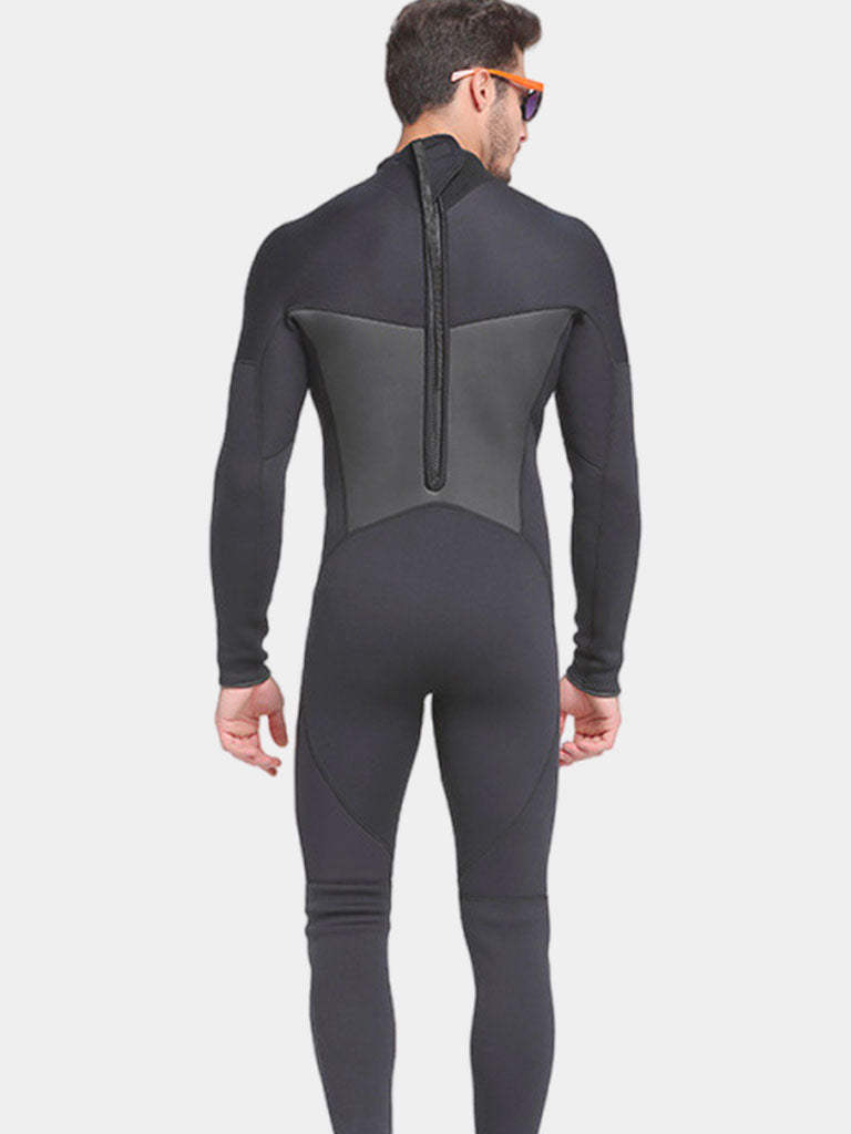 SBART Men 3MM Winter Long Sleeve One Piece Diving Wetsuit Black Back