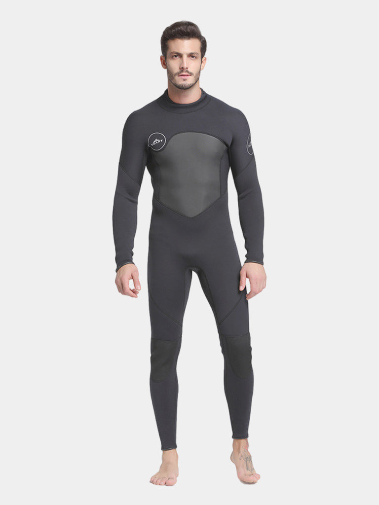 SBART Men 3MM Winter Long Sleeve One Piece Diving Wetsuit Black