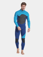 SBART Men 3MM Winter Long Sleeve One Piece Diving Wetsuit Blue