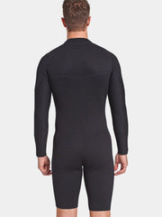 SBART Men Black Long Sleeve Front Zip Wetsuit Back