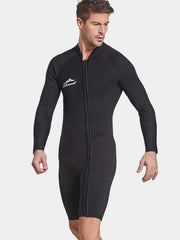 SBART Men Black Long Sleeve Front Zip Wetsuit Front