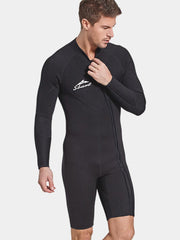 SBART Men Black Long Sleeve Front Zip Wetsuit Side