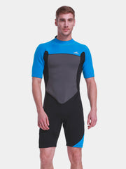 SBART Short Sleeve Full Body Shorty 2mm Diving Wetsuit Blue