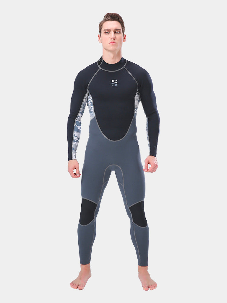 SLINX 2MM Men One Piece Wetsuit Camo Grey Front