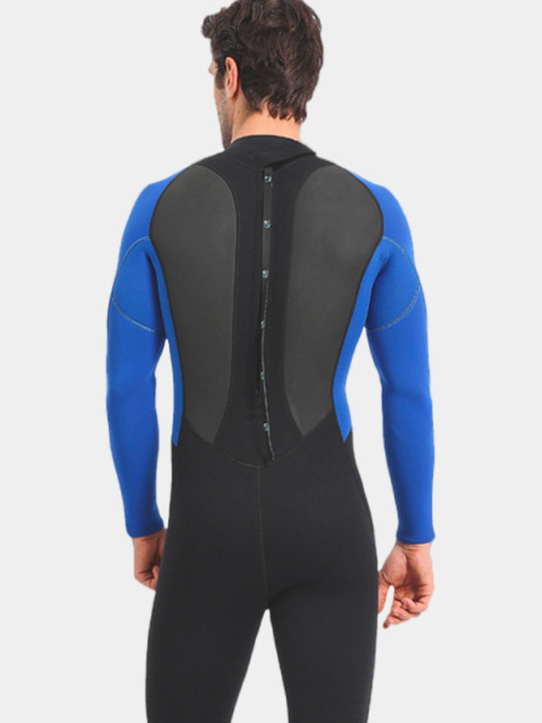 SLINX Men 3 2mm One Piece Wetsuit Black Blue Back