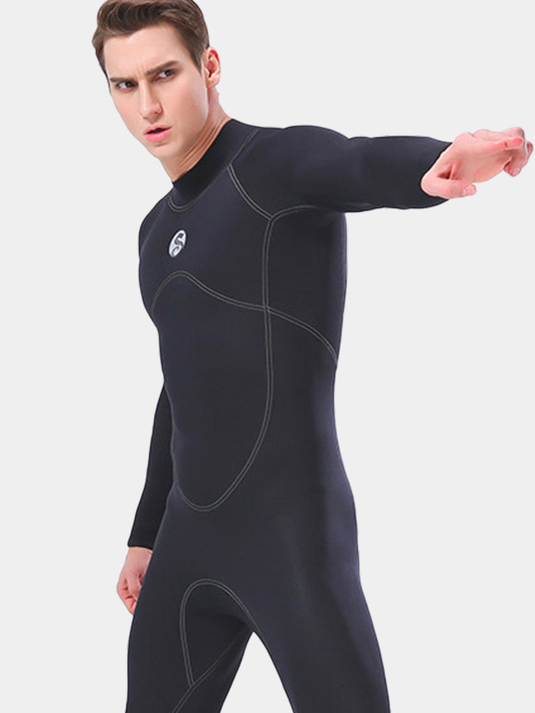 SLINX Men 3mm Neoprene Long Sleeve Wetsuit Black Front