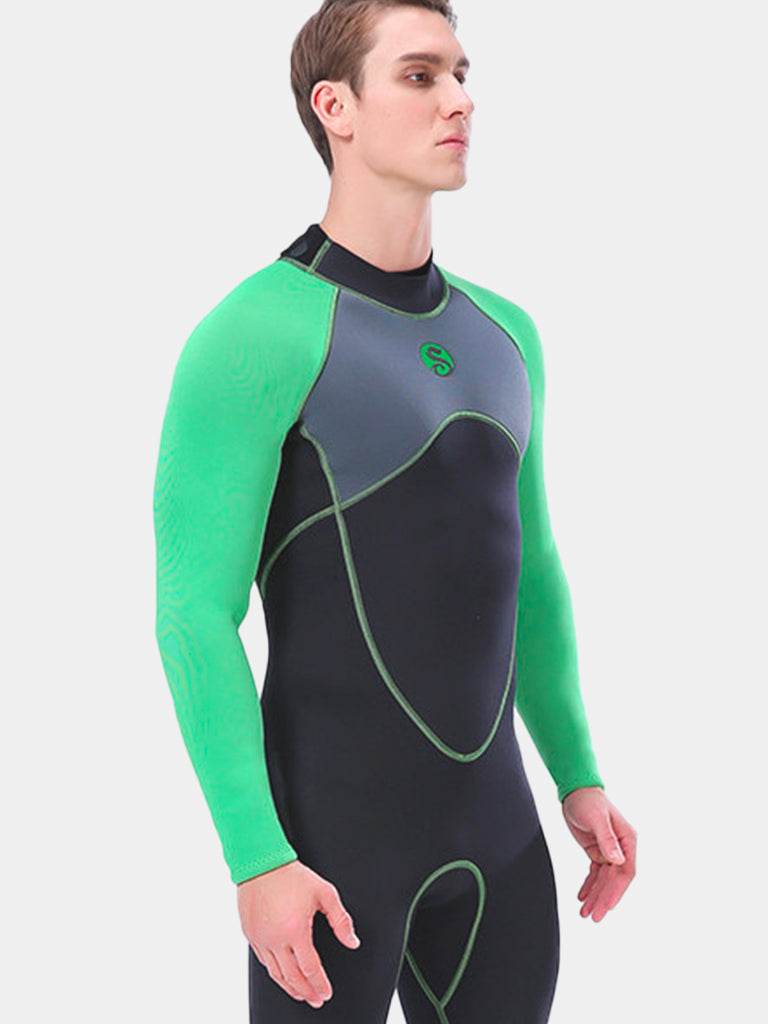 SLINX Men 3mm Neoprene Long Sleeve Wetsuit Green Side