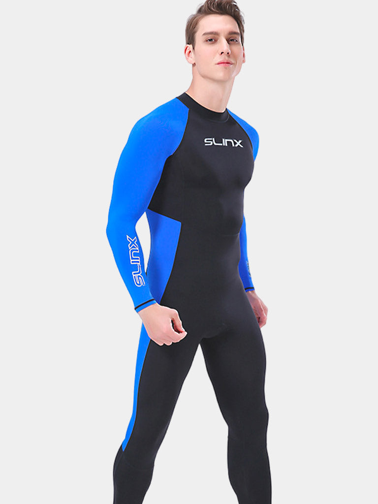 SLINX Men Quick Dry One Piece Snorkeling Wetsuit Blue