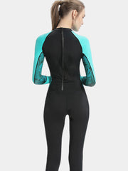 SLINX Women Long Sleeve Wetsuit Black Blue Back Zipper