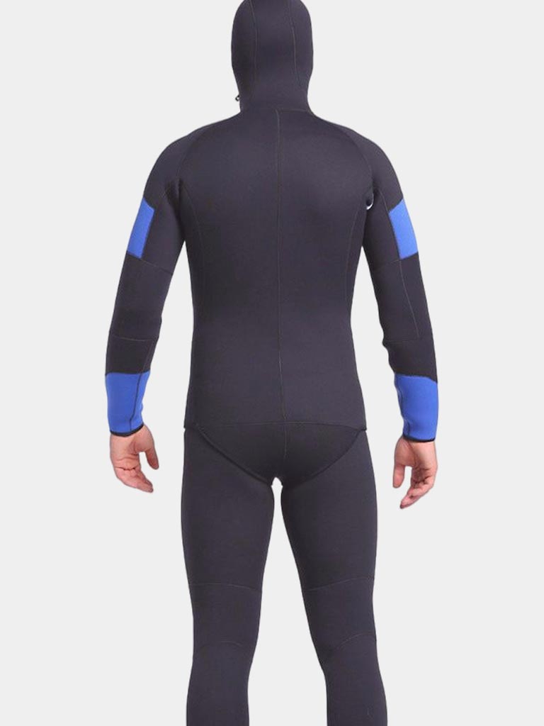 Sbart Men 5MM Two Piece Hooded Wetsuit Blue Back