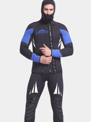 Sbart Men 5MM Two Piece Hooded Wetsuit Blue