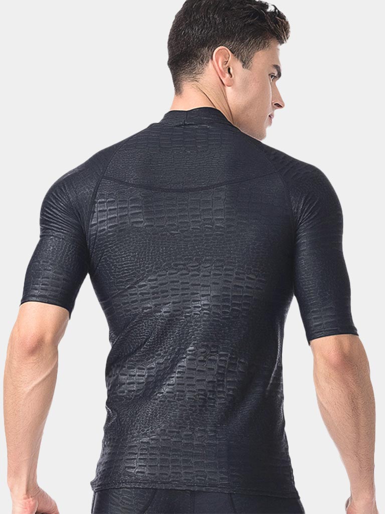 Sbart Men Black Short Sleeve Wetsuit Top Back