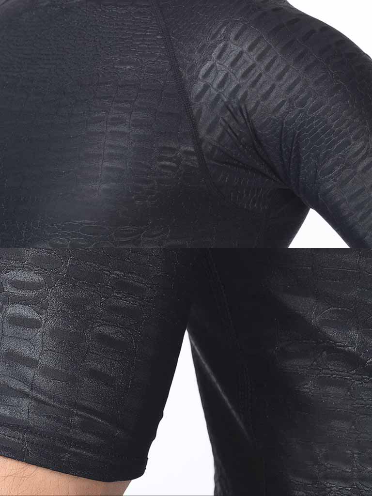 Sbart Men Black Short Sleeve Wetsuit Top Details