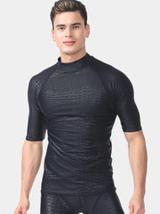 Sbart Men Black Short Sleeve Wetsuit Top Front