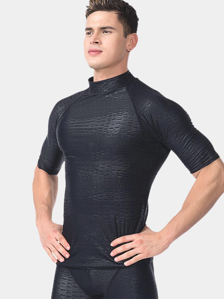 Sbart Men Black Short Sleeve Wetsuit Top Side