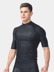 Sbart Men Black Short Sleeve Wetsuit Top