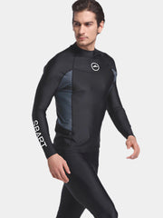 Sbart Men Long Sleeve Diving Wetsuit Top Black Grey Side