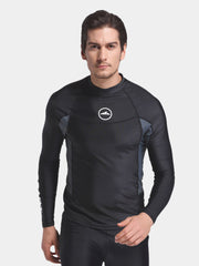 Sbart Men Long Sleeve Diving Wetsuit Top Black Grey