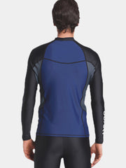 Sbart Men Long Sleeve Diving Wetsuit Top Black Navy Back