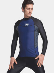 Sbart Men Long Sleeve Diving Wetsuit Top Black Navy Front