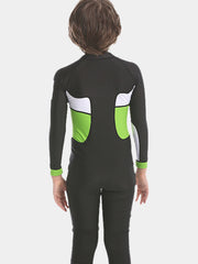 ZCCO Boys Long Sleeve One Piece Wetsuit Black Green Back