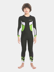 ZCCO Boys Long Sleeve One Piece Wetsuit Black Green