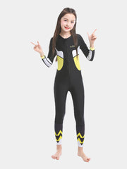 ZCCO Girls Long Sleeve One Piece Wetsuit Black Yellow