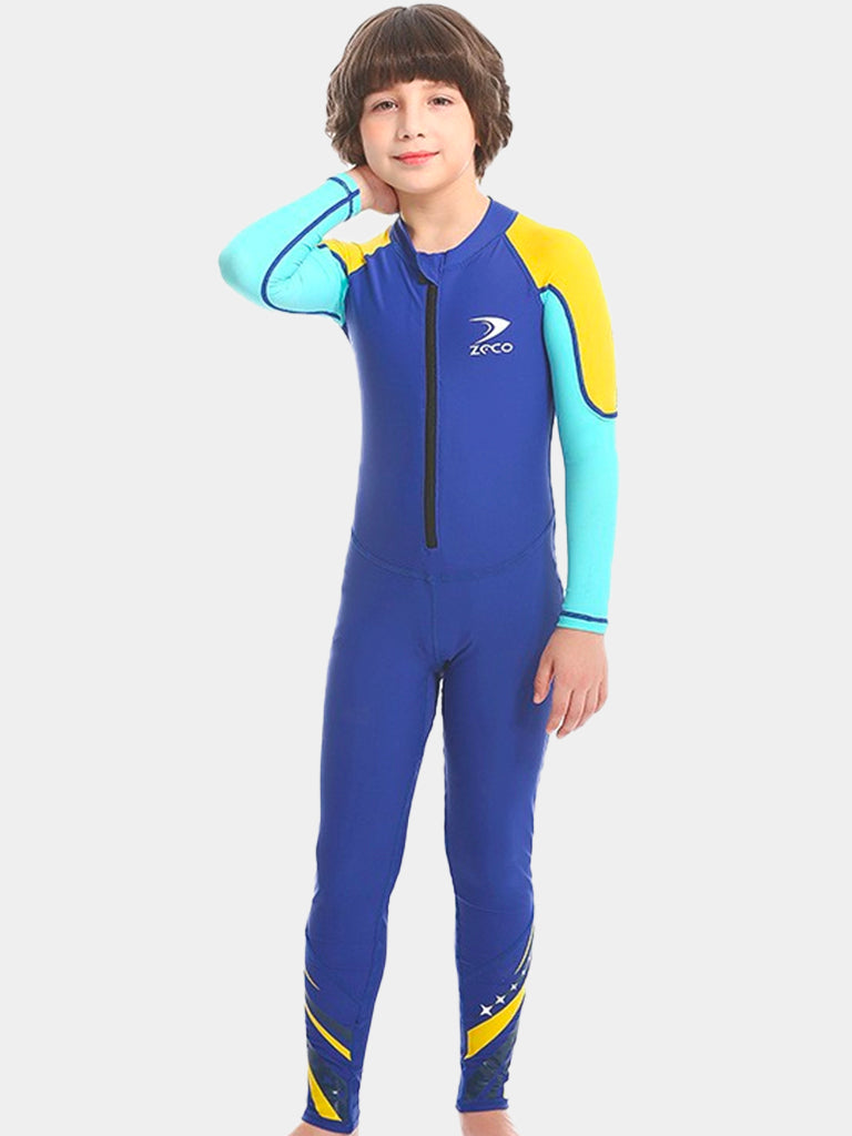 ZCCO Sun Protection Full Body Kids Wetsuit Blue Front