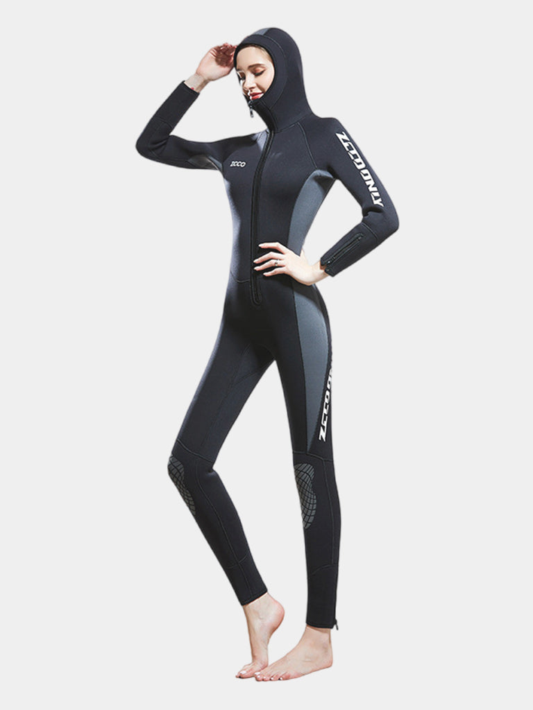 ZCCO Women 5MM Hooded Wetsuit Grey